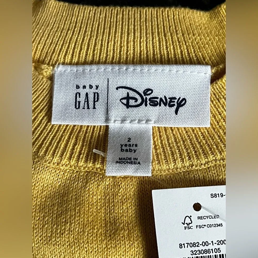 Gap Baby Disney Minnie Mouse Intarsia Sweater Dropped Shoulder Soft Cotton Knit